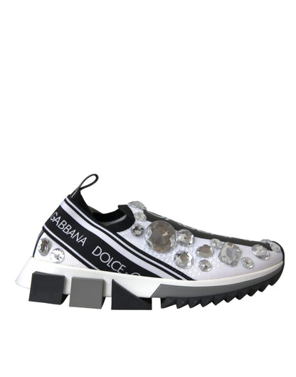 White Sorrento Crystals Sneakers Shoes