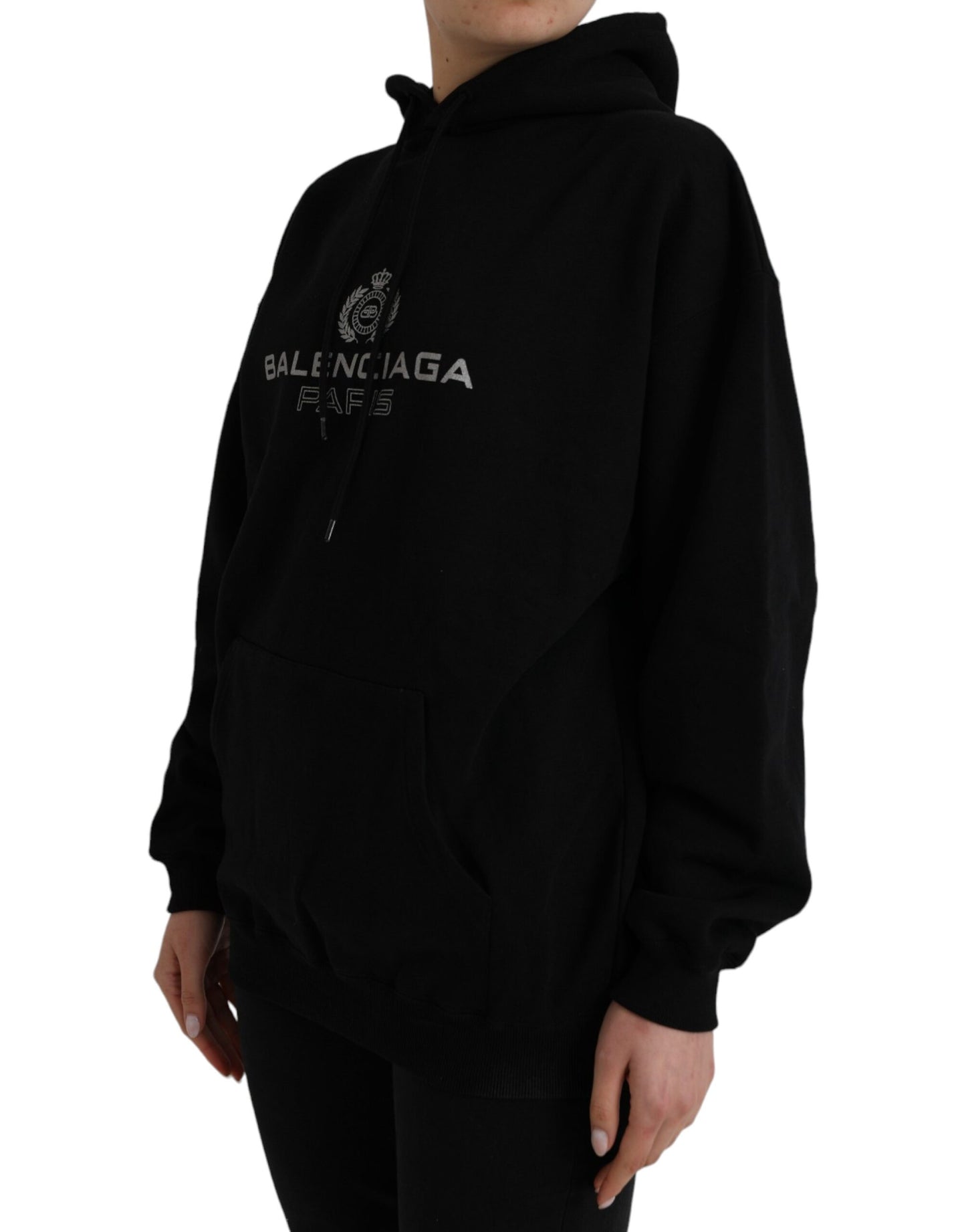 Black Cotton Logo Hooded Pullover Sweatshirt Sweater