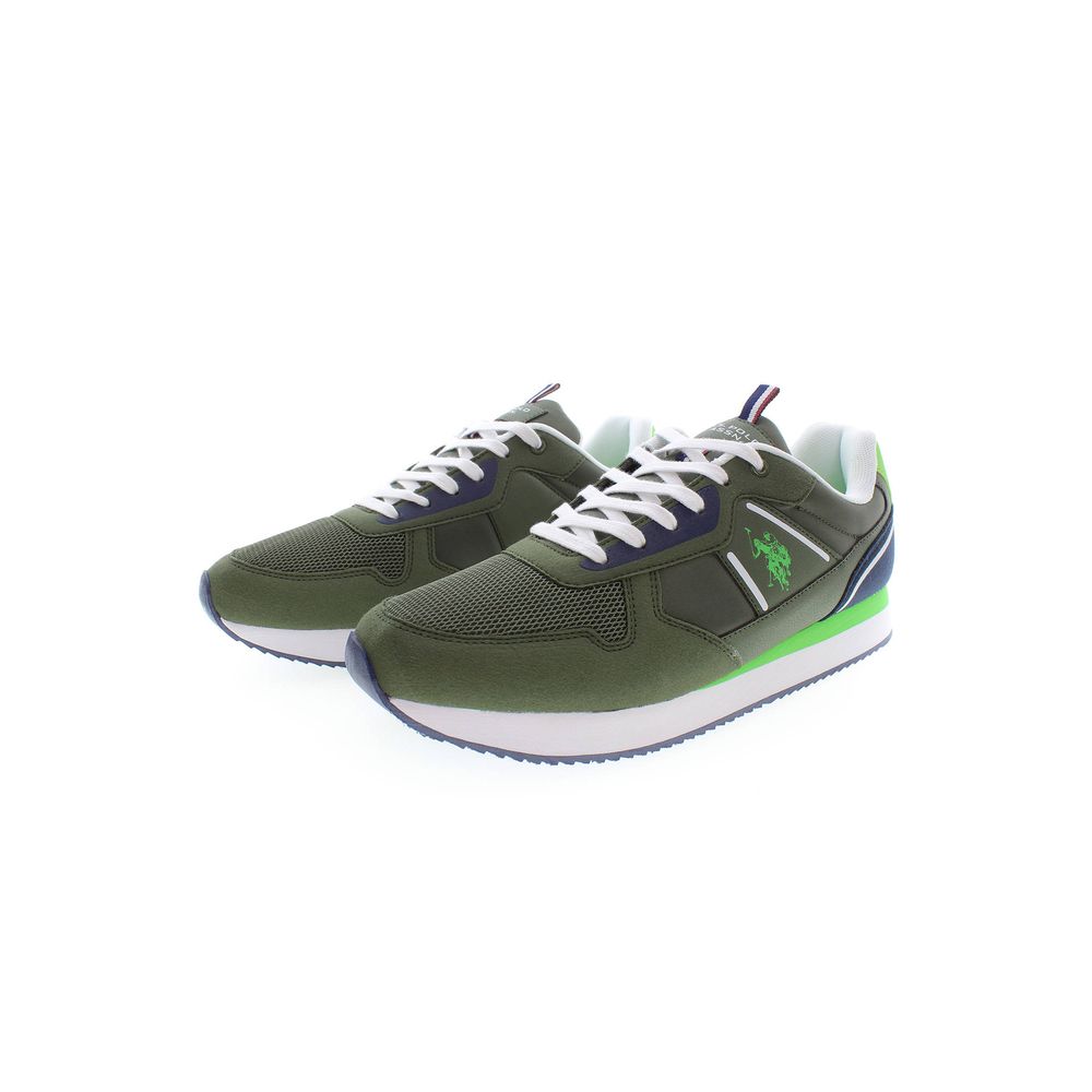 Sleek Green Sneakers with Iconic Logo Detailing