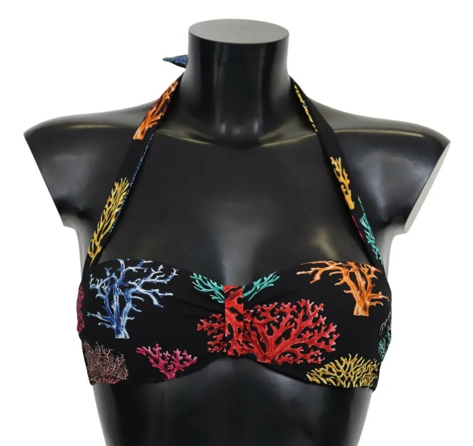 Black Corals Print Swimsuit Beachwear Bikini Top