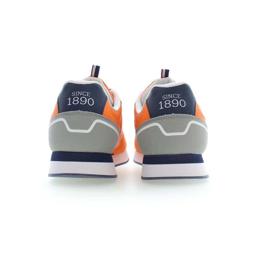 Orange Lace-Up Sports Sneakers with Logo Detail