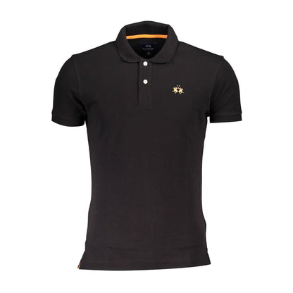 Black Cotton Men Polo Shirt