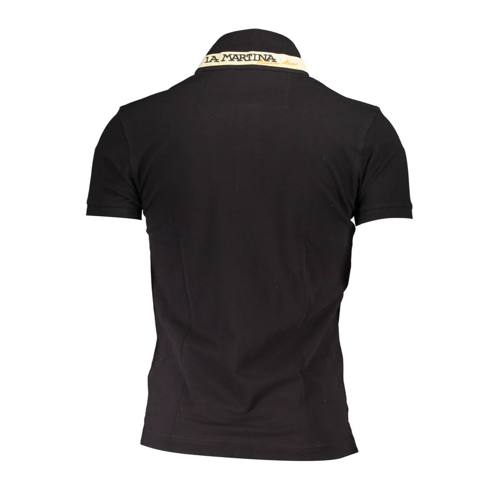 Black Cotton Men Polo Shirt