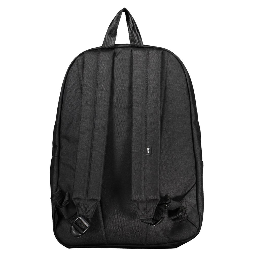 Sleek Black Polyester Backpack with Logo Detail