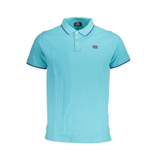 Light Blue Cotton Men Polo Shirt