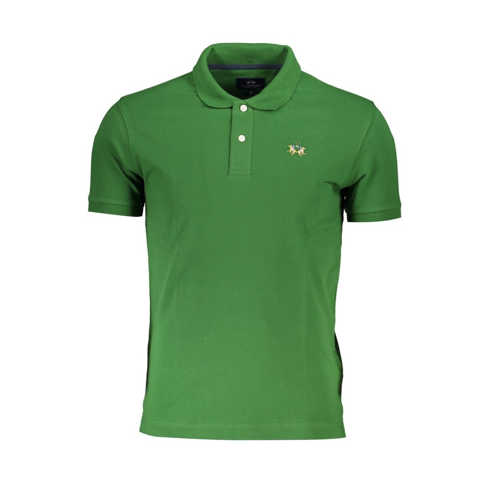 Sleek Green Slim Fit Polo with Contrast Detail