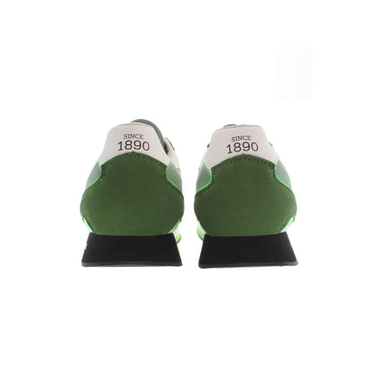 Sleek Green Sneakers with Iconic Logo Accents