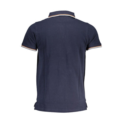 Blue Cotton Men Polo Shirt