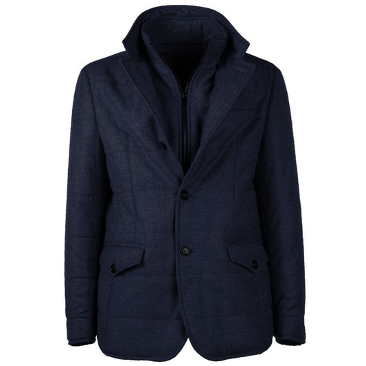 Blue Wool Men Coat