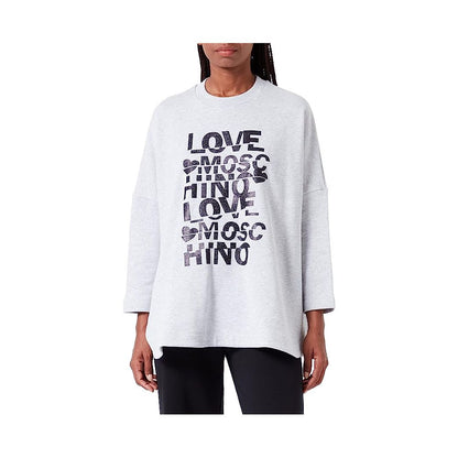 Glittered Cotton Oversized Sweatshirt - Grey