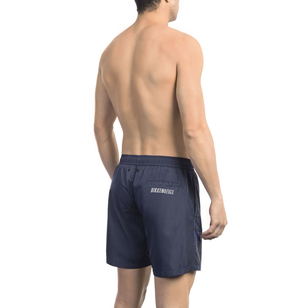 Blue Polyester Men Swim Short