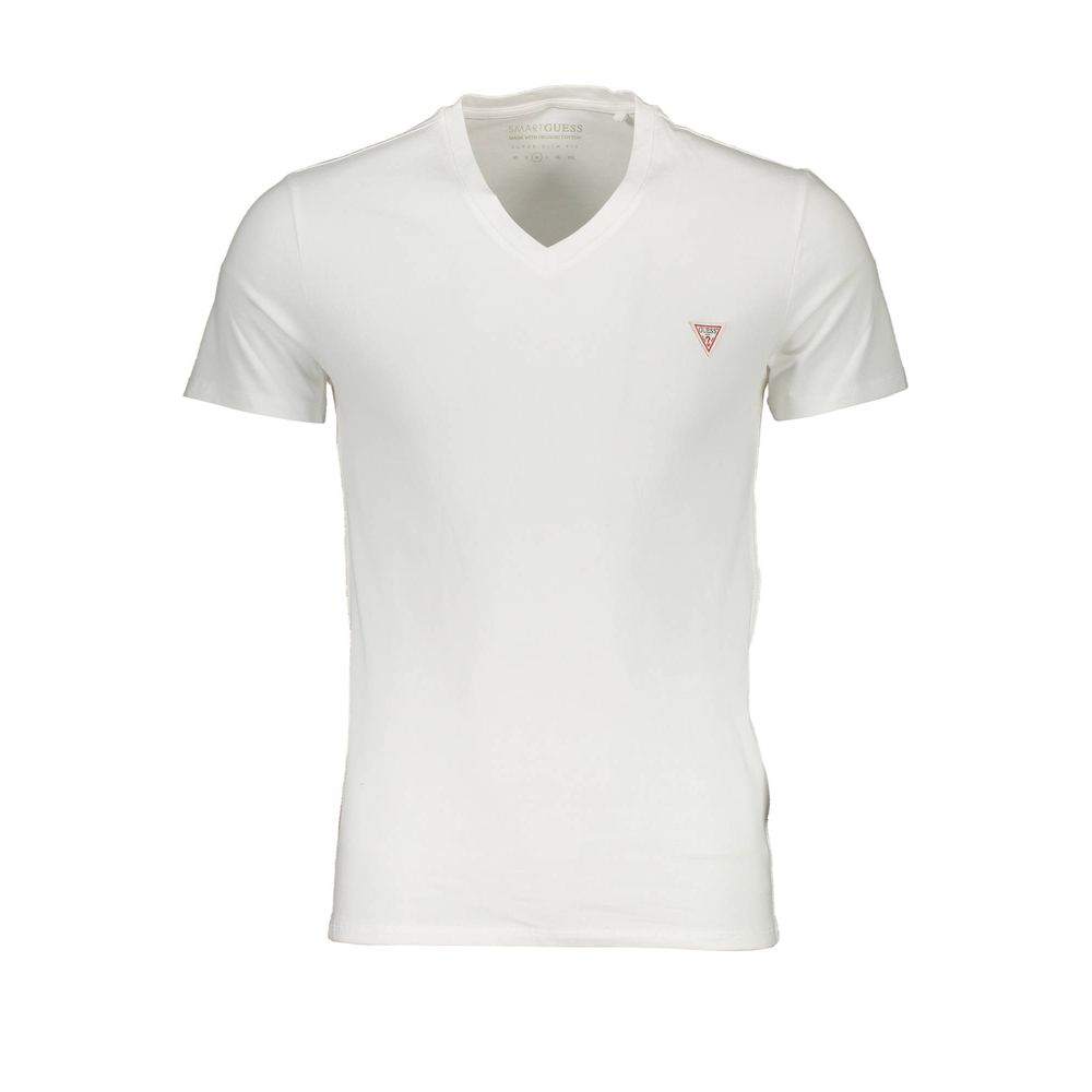 Chic White Slim Fit V-Neck Tee