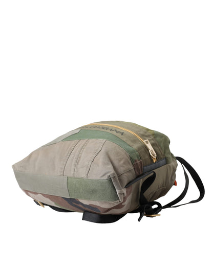 Military Green Patchwork Rucksack Backpack Bag