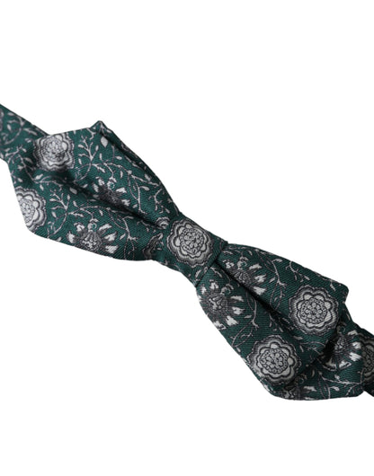 Green Silk Floral Adjustable Neck Men Bow Tie