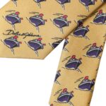 Yellow Ship Print 100% Silk Adjustable Men Tie