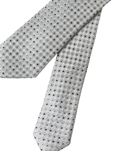 Light Gray Polka Dot Silk Adjustable Men Tie