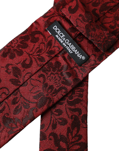 Red Floral Brocade Silk Adjustable Men Tie