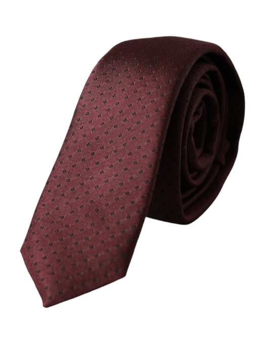 Maroon Dotted 100% Silk Adjustable Men Tie