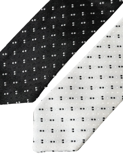 Black White Patterned Adjustable Tie