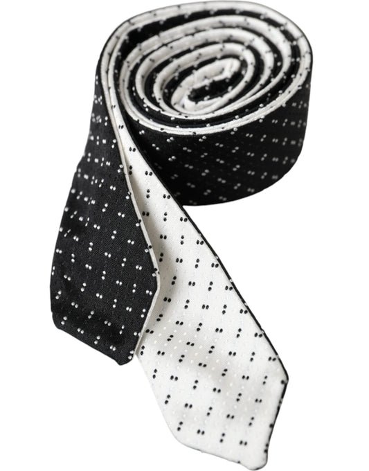 Black White Patterned Adjustable Tie