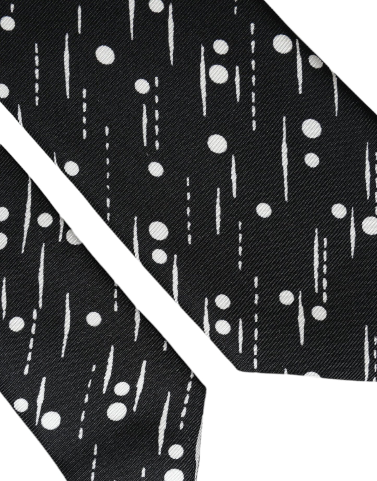 Black Dotted 100% Silk Adjustable Tie