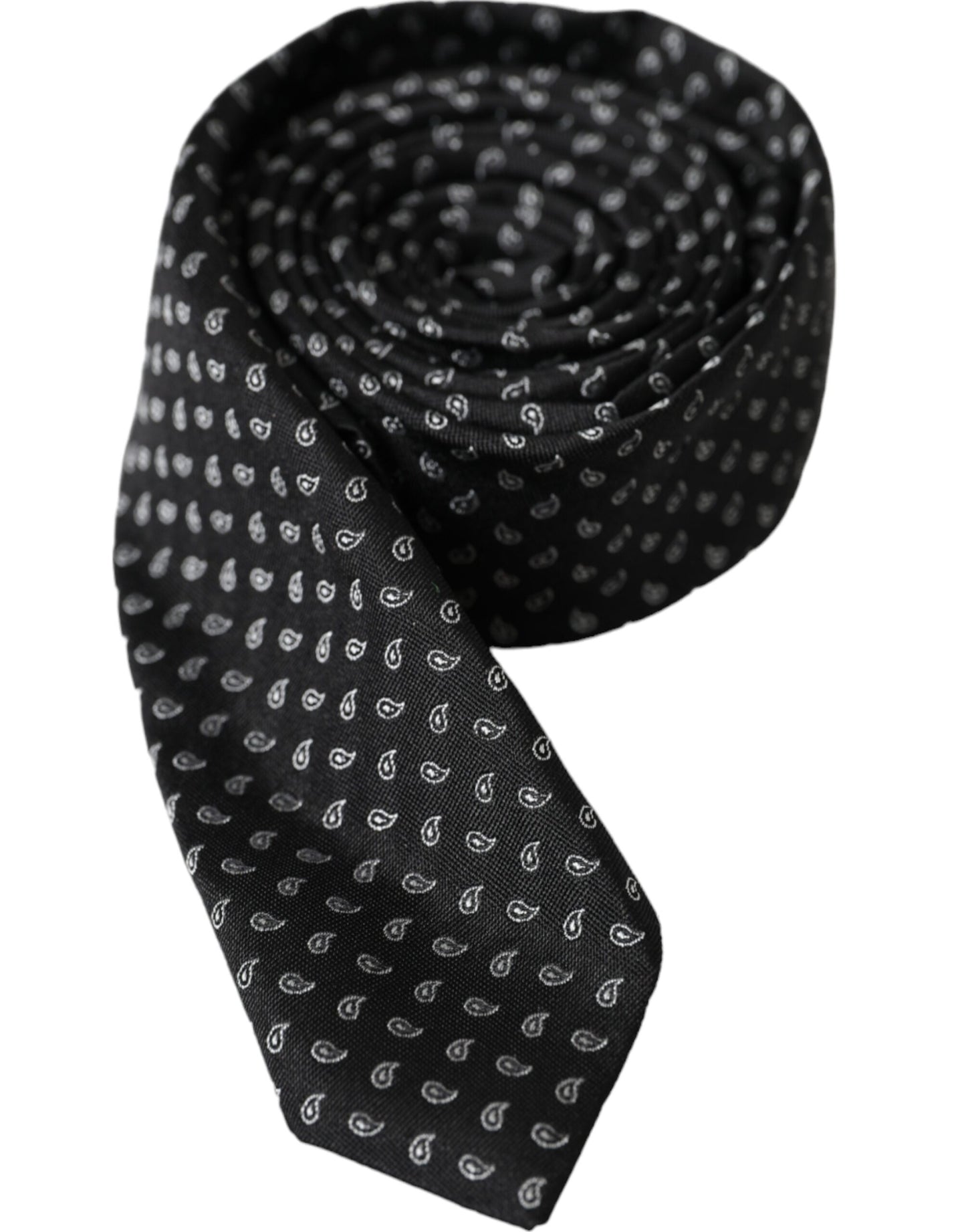 Black Jacquard Patterned Silk Adjustable Men Tie