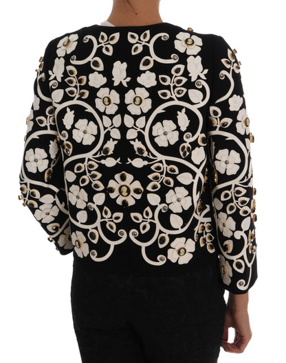 Floral Embroidered Crystal Wool Coat Jacket