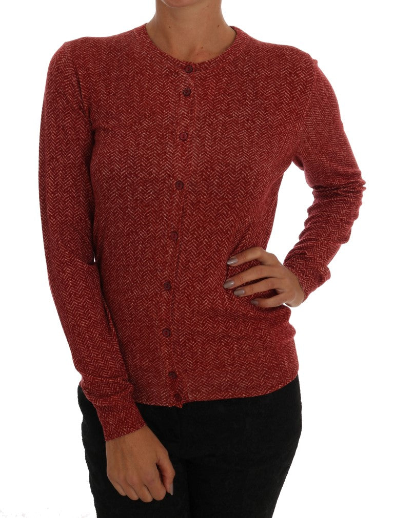 Red Wool Cardigan Sweater