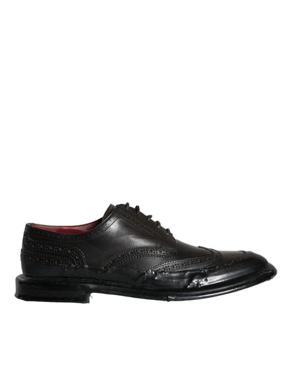 Black Leather Oxford Wingtip Formal Men Shoes