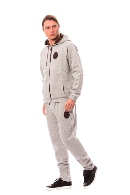 Elegant Gray Cotton Sweatsuit Ensemble