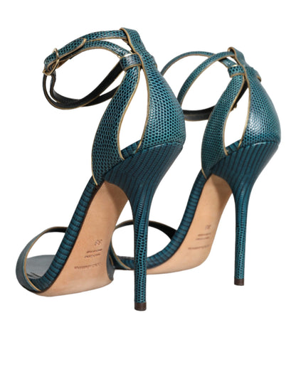 Dark Green Calf Leather Heels Sandals Shoes