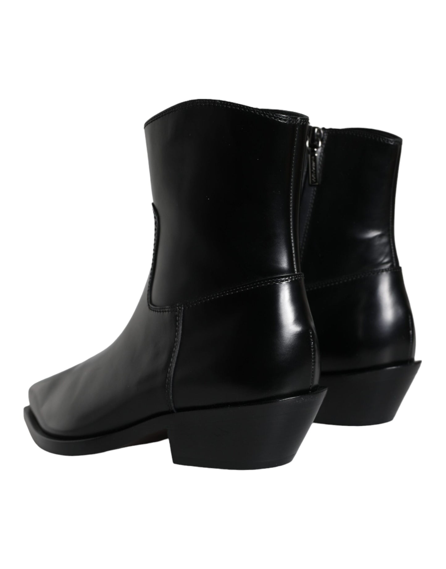 Black Leather Ankle Boots Booties Shoes