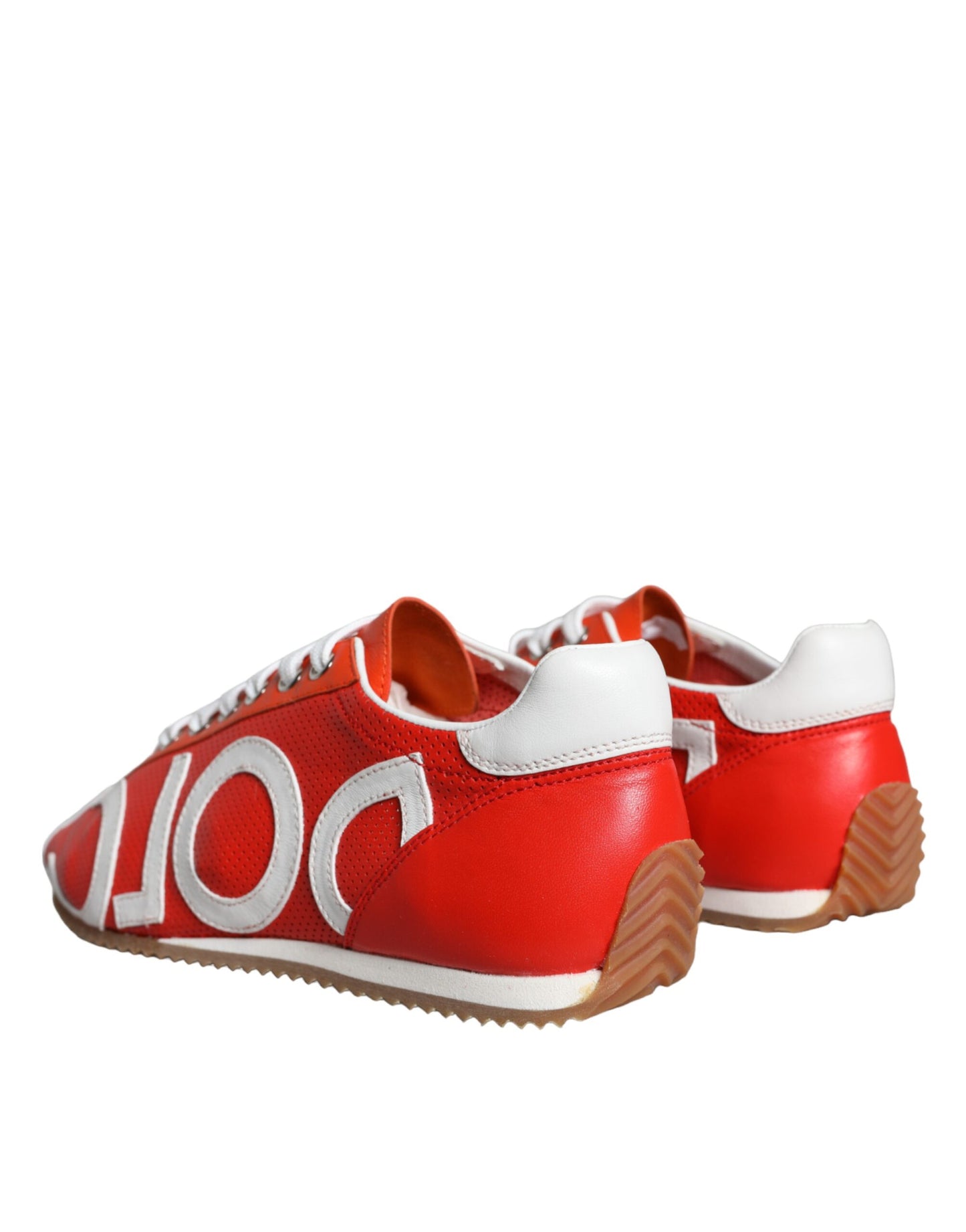 Red White Leather Logo Casual Sneakers Shoes