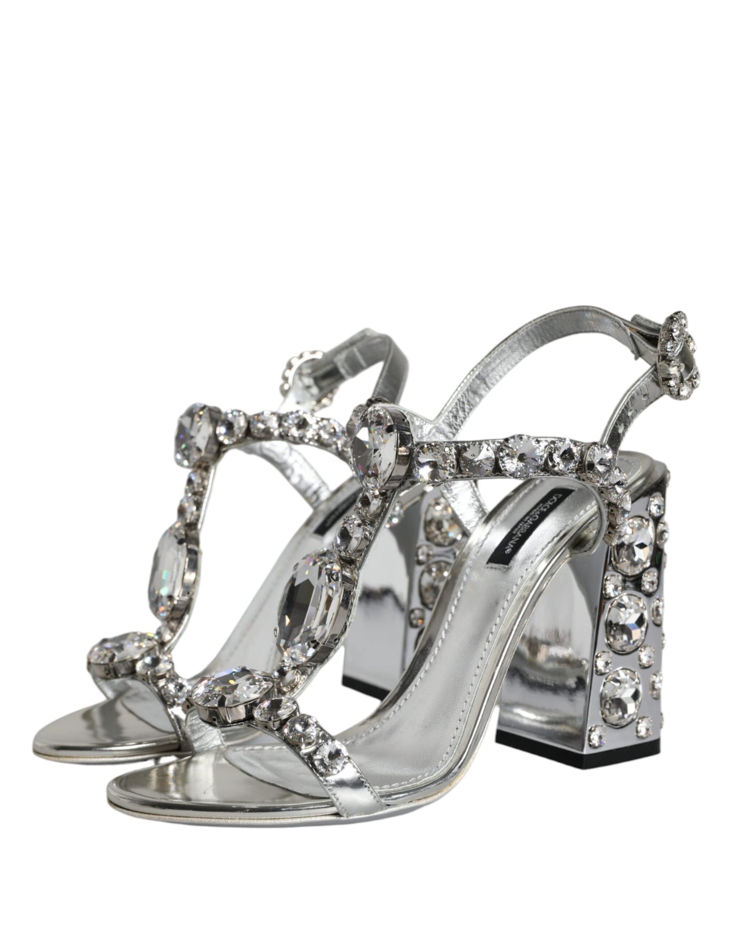 Silver Crystals High Heels Sandals Shoes