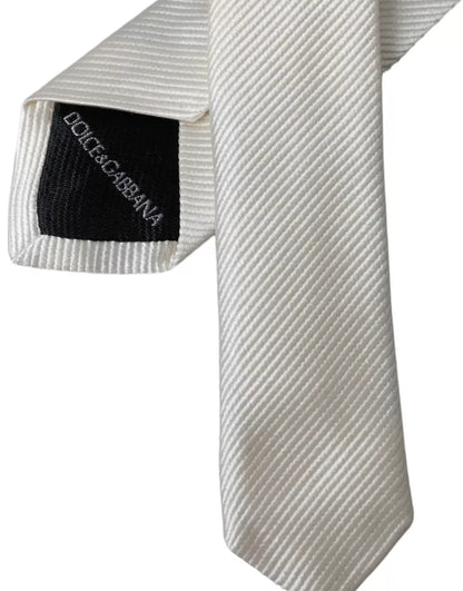 White Solid 100% Silk Adjustable Tie