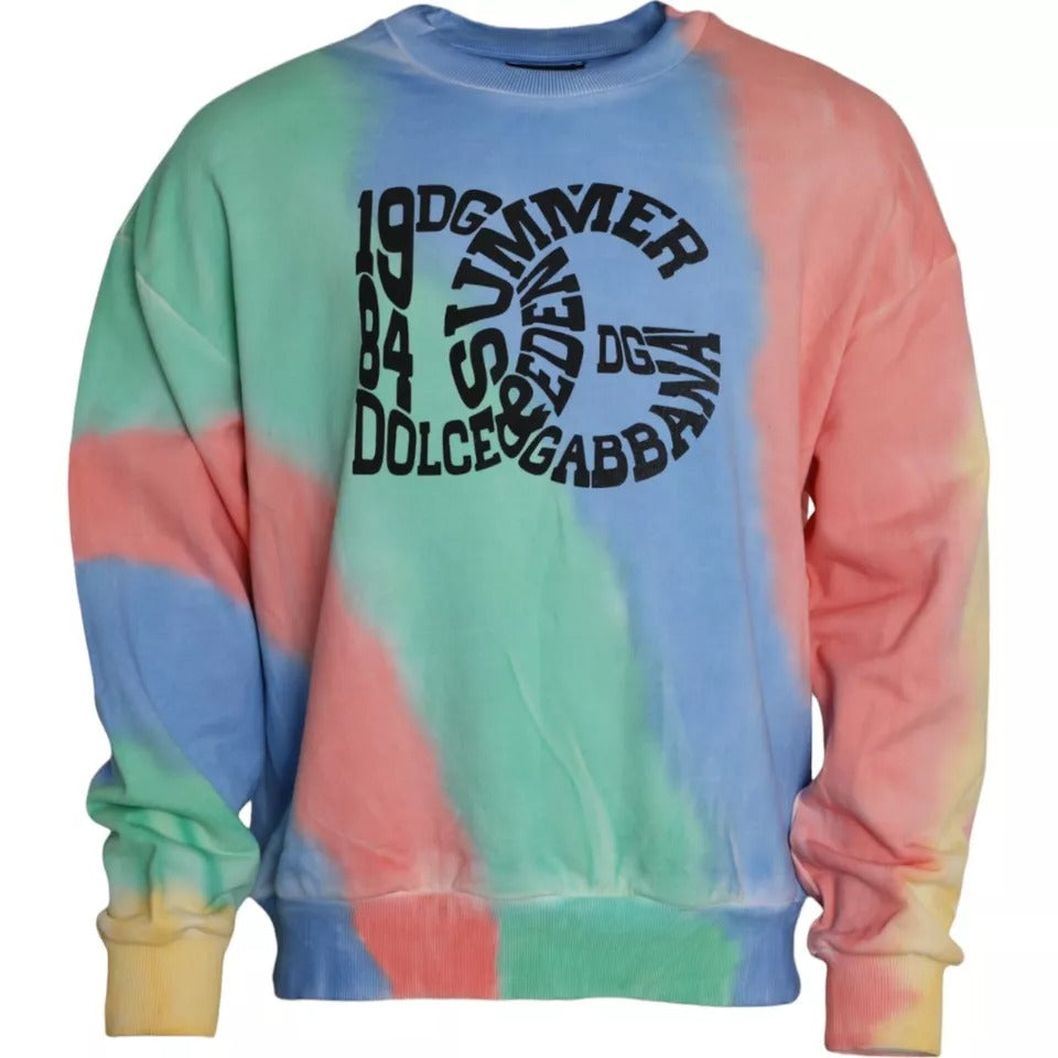 Multicolor Logo Cotton Crew Neck Pullover Sweater