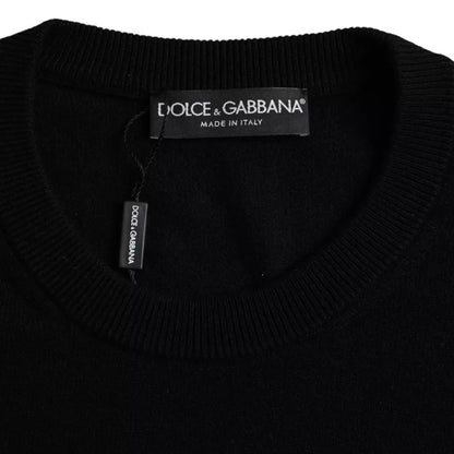 Black Cashmere Crew Neck Pullover Sweater