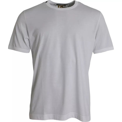 White Cotton Round Neck Short Sleeves T-shirt