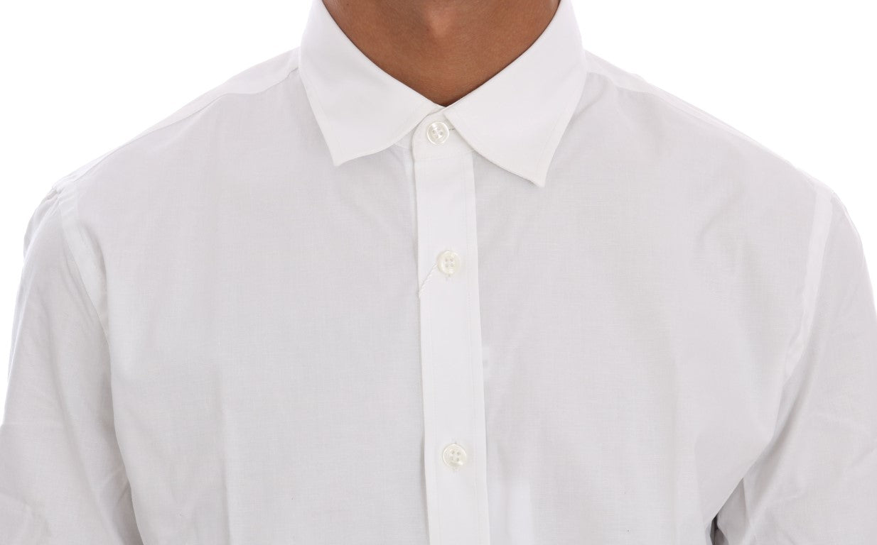 Elegant White Slim-Fit Cotton Shirt