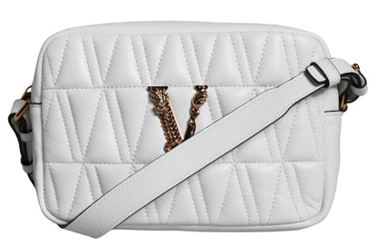 White Quilted Nappa Leather Crossbody Shoulder Bag