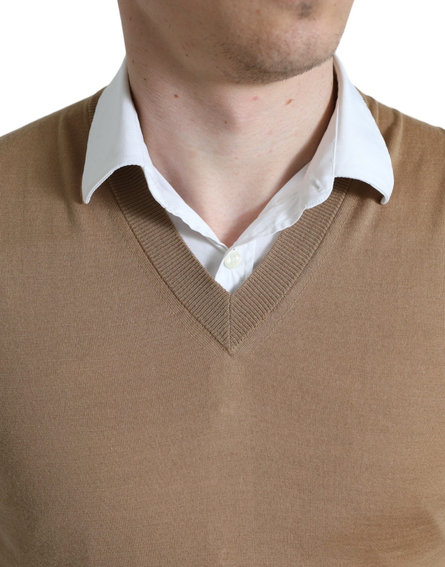 Elegant Sleeveless V-Neck Wool Sweater