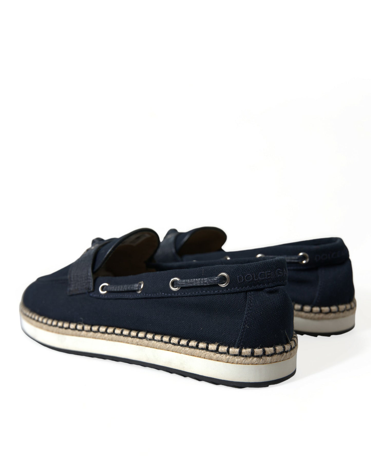 Elegant Navy Blue Fabric Loafers