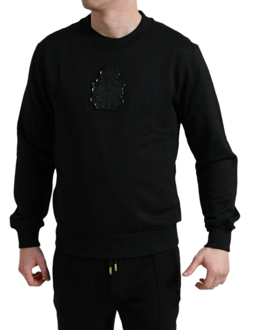 Elegant Black Cotton Pullover Sweater