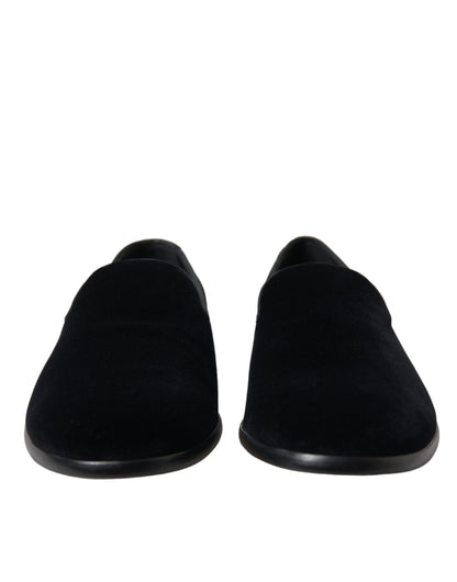 Elevated Black Velvet Loafers for Men