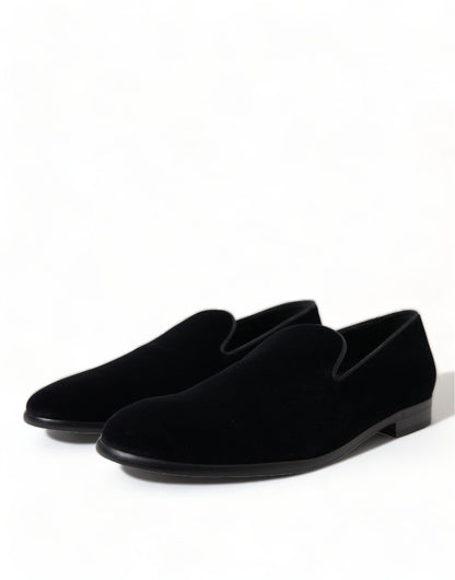 Elevated Black Velvet Loafers for Men