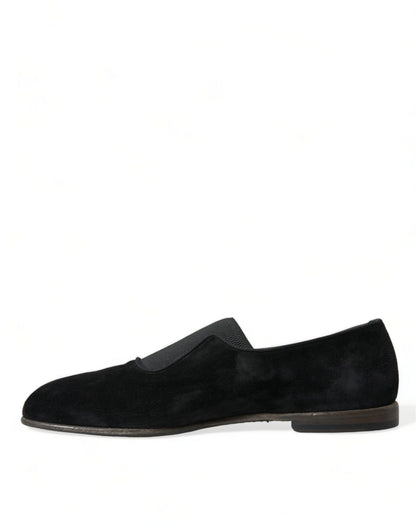 Elegant Black Velor Loafers for the Discerning Gentleman
