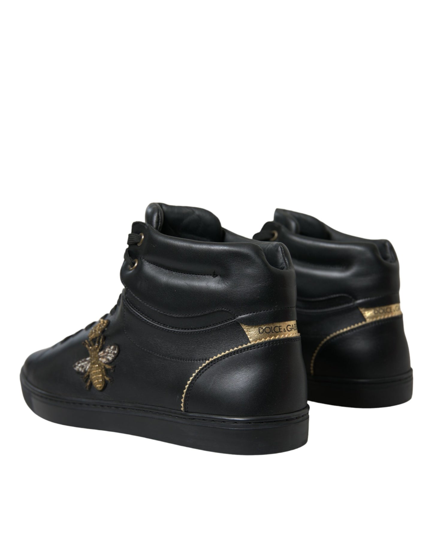 Elegant Black Mid-Top Leather Sneakers