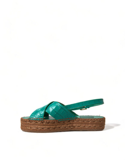 Elegant Green Espadrille Platform Sandals