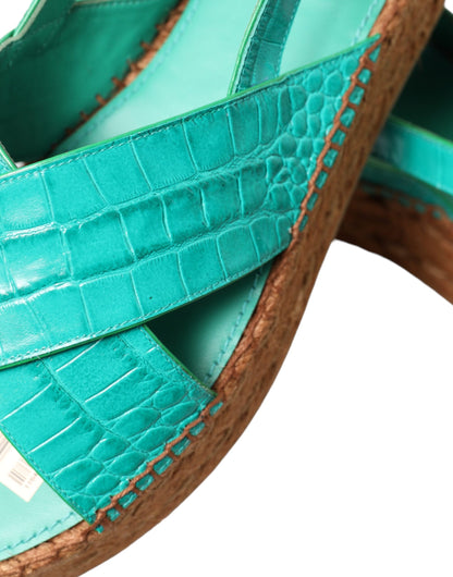 Elegant Green Espadrille Platform Sandals