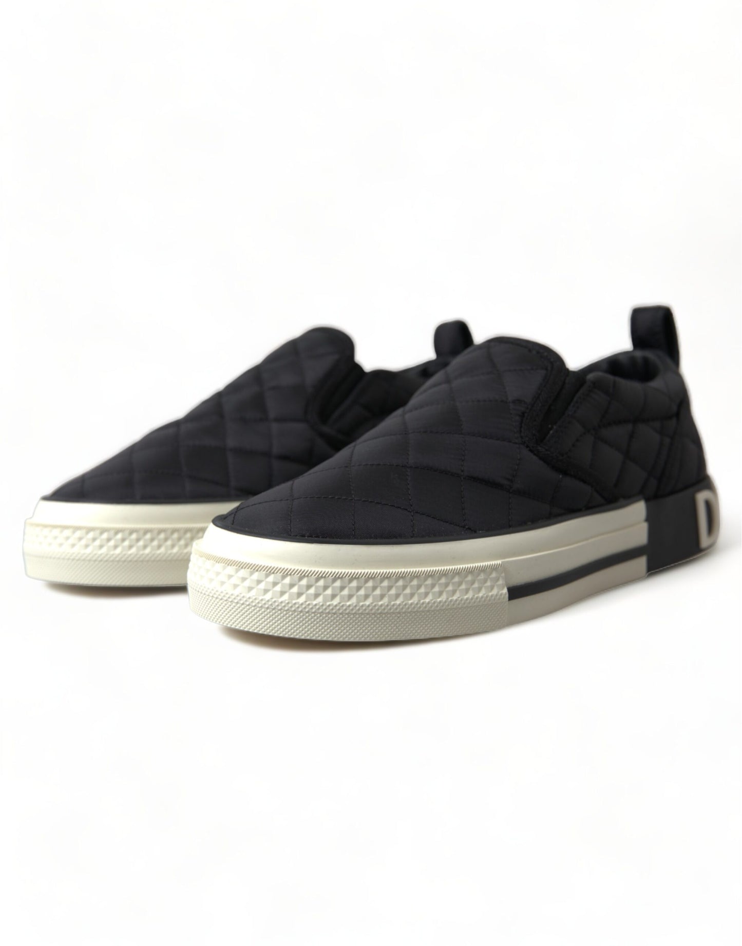 Elegant Quilted Black Canvas Sneakers